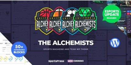 Alchemists Sports, eSports & Gaming Club and News WordPress GPL thme